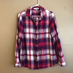 Old Navy Pink Plaid Button Down Flannel Shirt